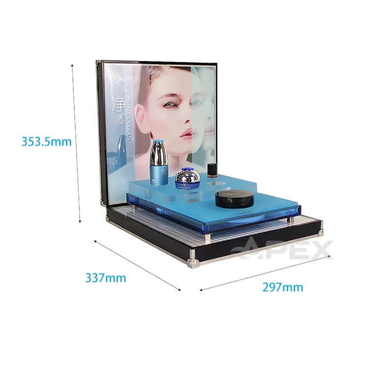 Modern Table Top Acrylic Cosmetic Display With Led Lights