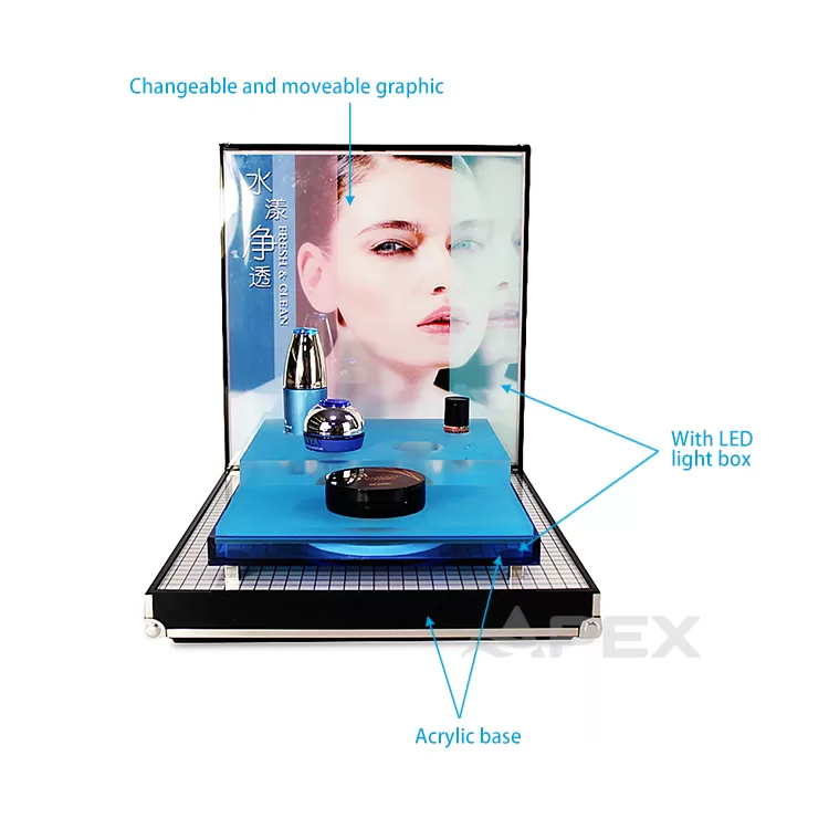 Modern Table Top Acrylic Cosmetic Display With Led Lights