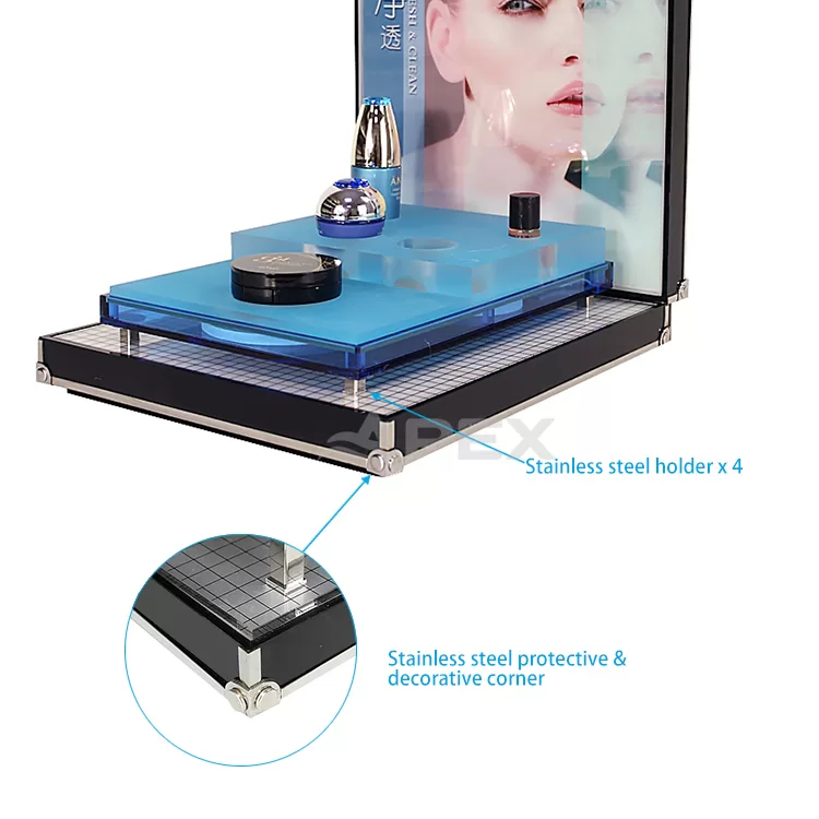 Modern Table Top Acrylic Cosmetic Display With Led Lights