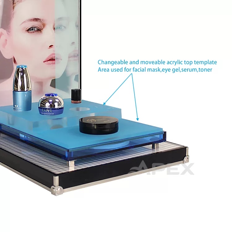 Modern Table Top Acrylic Cosmetic Display With Led Lights
