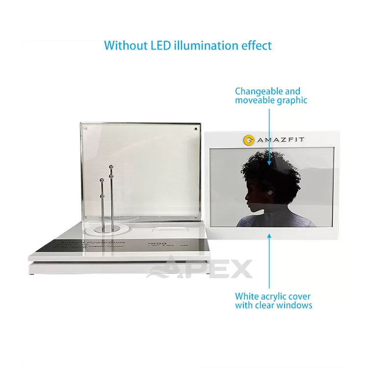 Acrylic Wireless Earphone Display Stand With Led Light