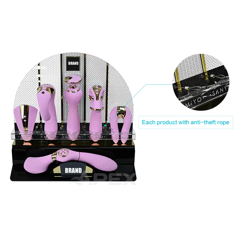 Sex Toy Acrylic Desktop Display Stand With Anti-Theft Rope