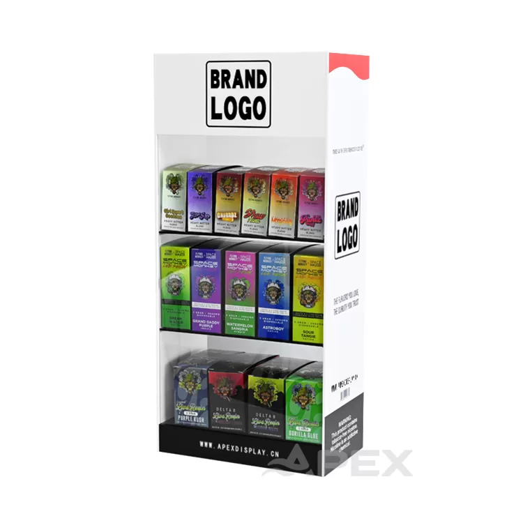 White 3 Layers Acrylic Custom Display Rack For Vapes