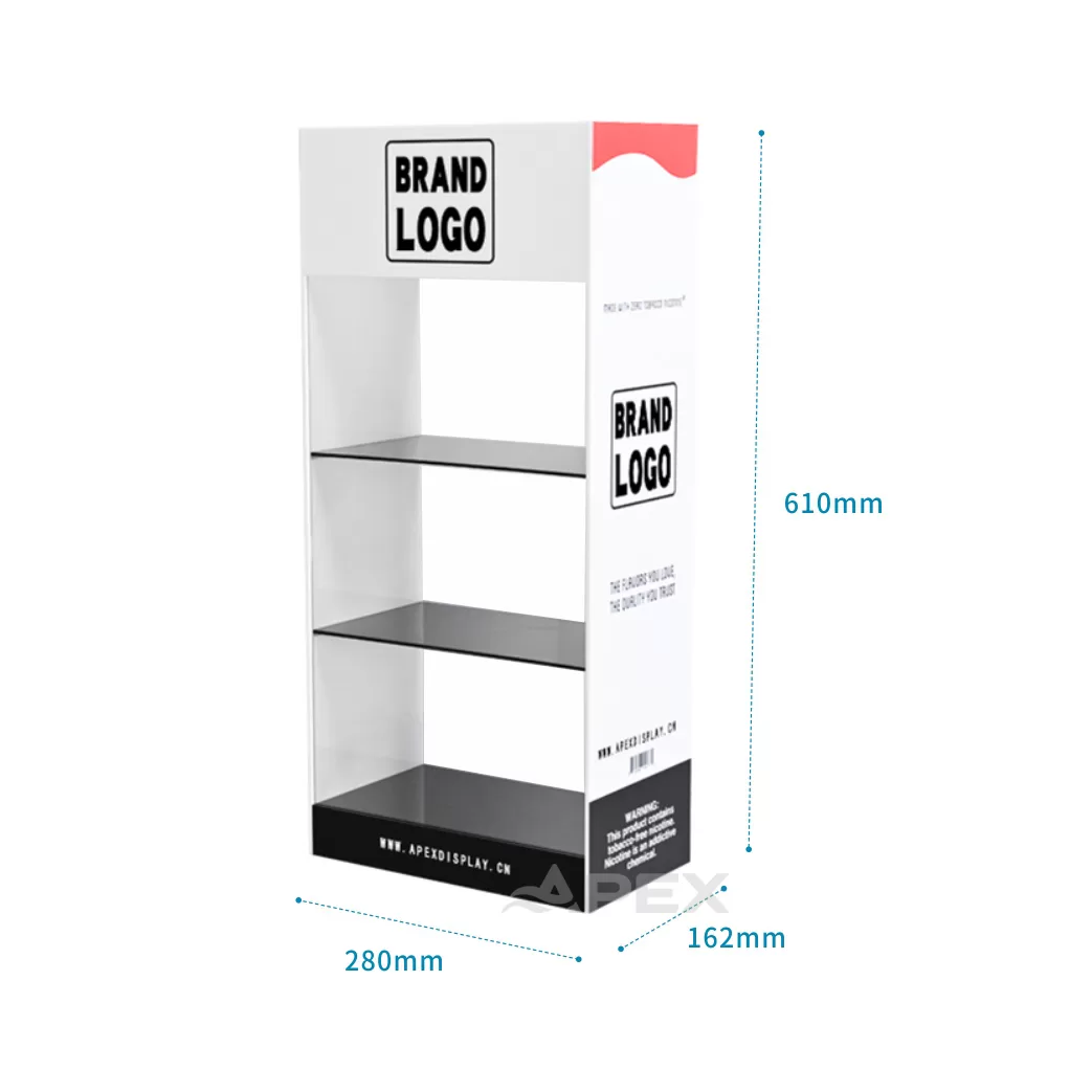 White 3 Layers Acrylic Custom Display Rack For Vapes