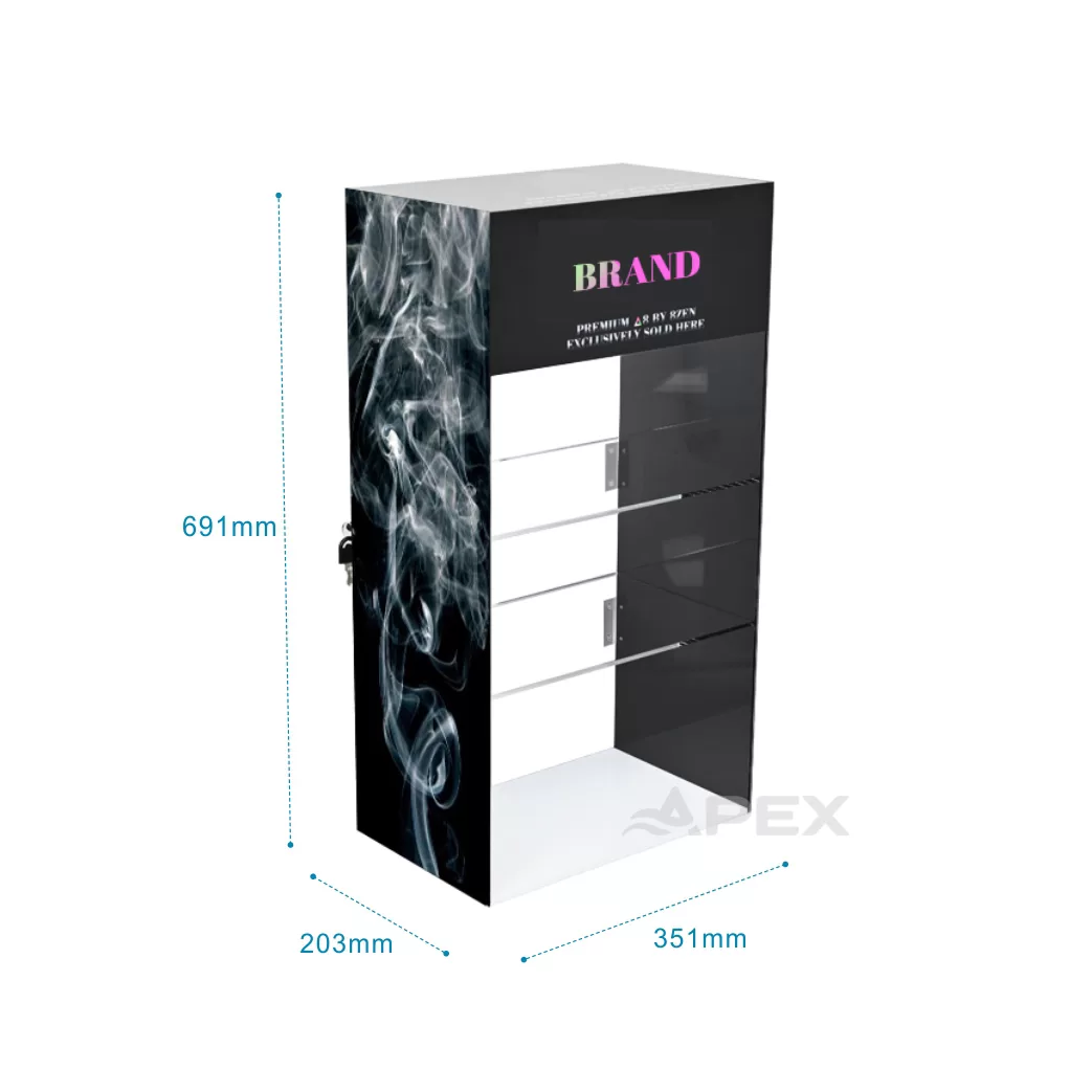 Custom Logo Transparent Lockable Door Vapes Shop Display Stand