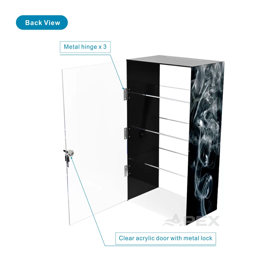 Custom Logo Transparent Lockable Door Vapes Shop Display Stand