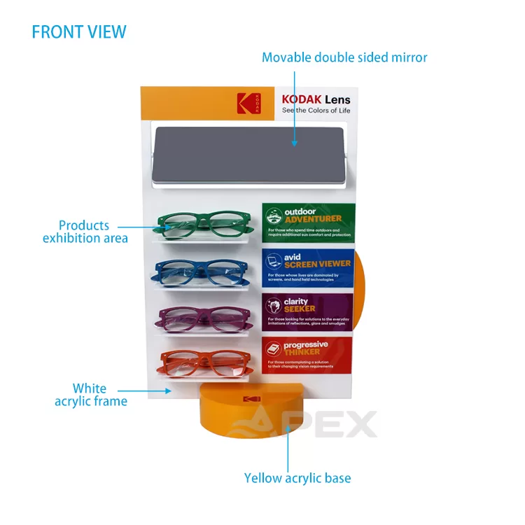 Custom Logo Sunglasse Eyewear Displays Stand With Mirror