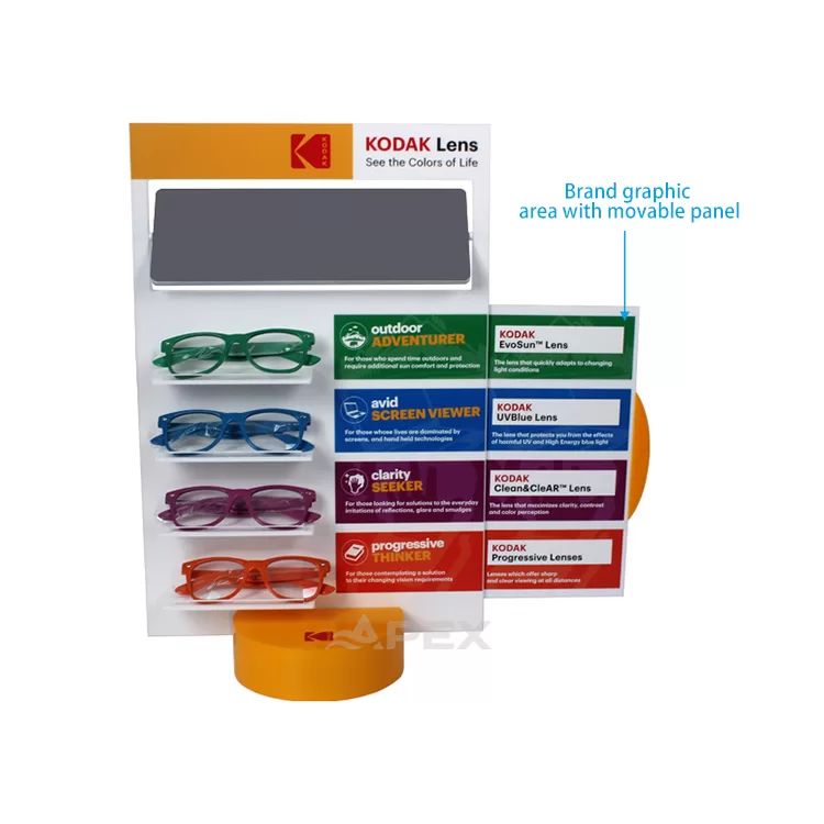 Custom Logo Sunglasse Eyewear Displays Stand With Mirror