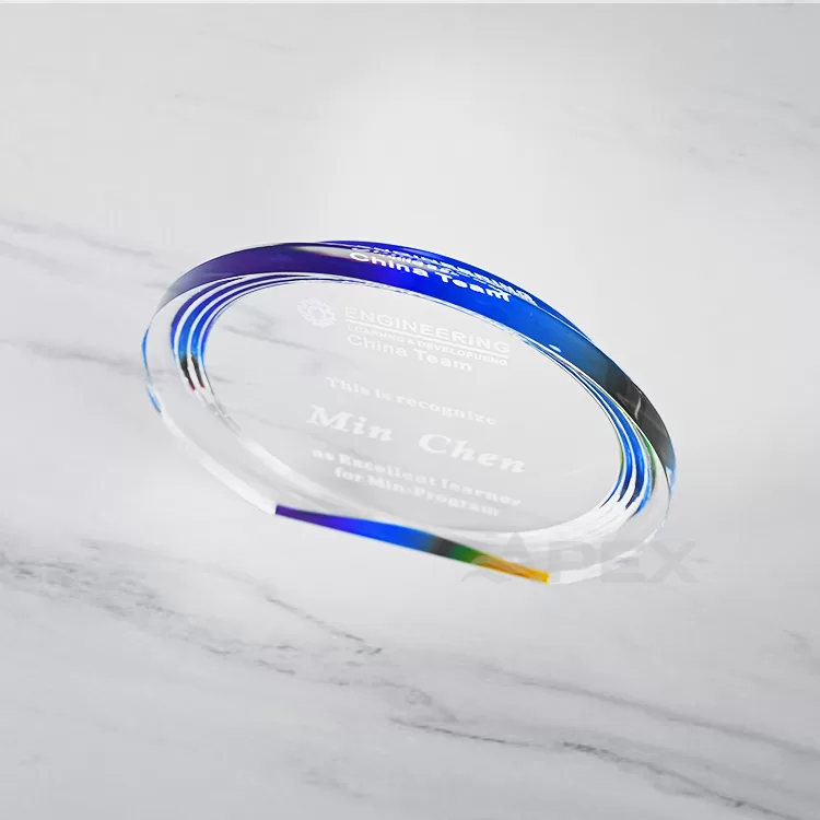 OEM Colorful Base Round Transparent Acrylic Trophy