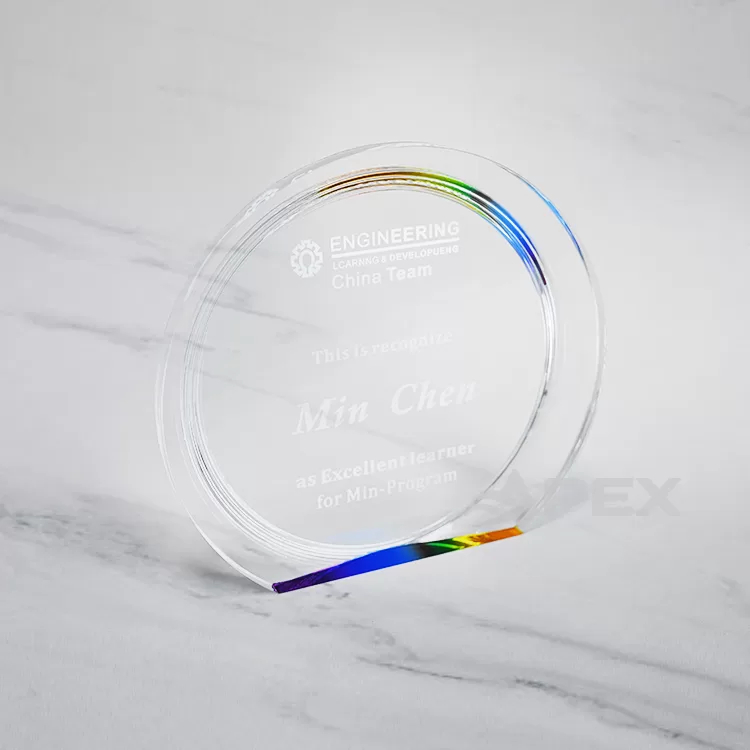 OEM Colorful Base Round Transparent Acrylic Trophy