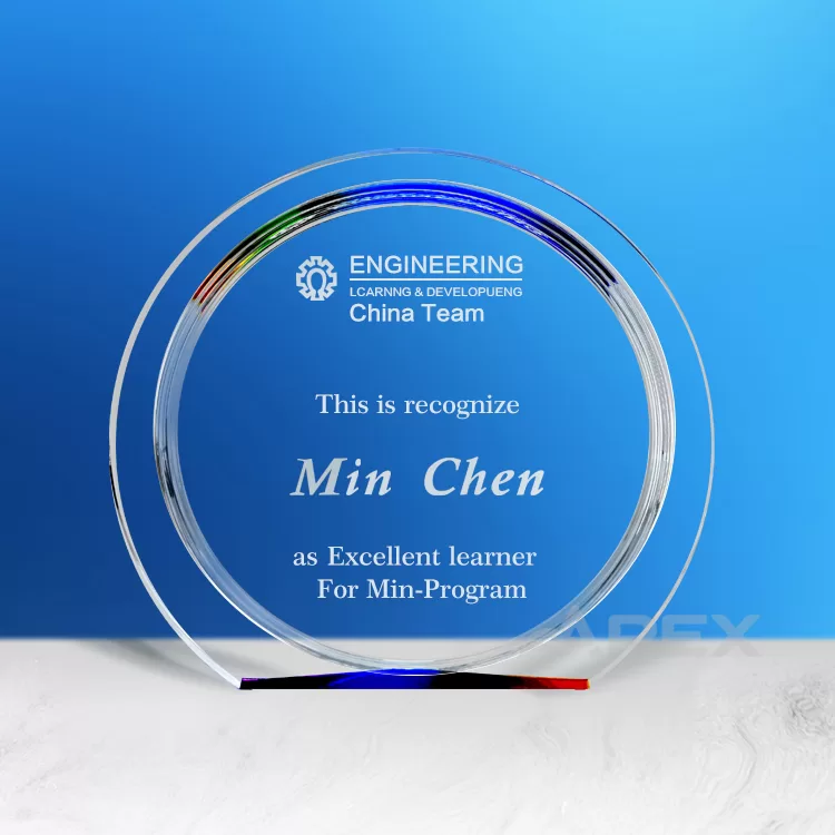 OEM Colorful Base Round Transparent Acrylic Trophy