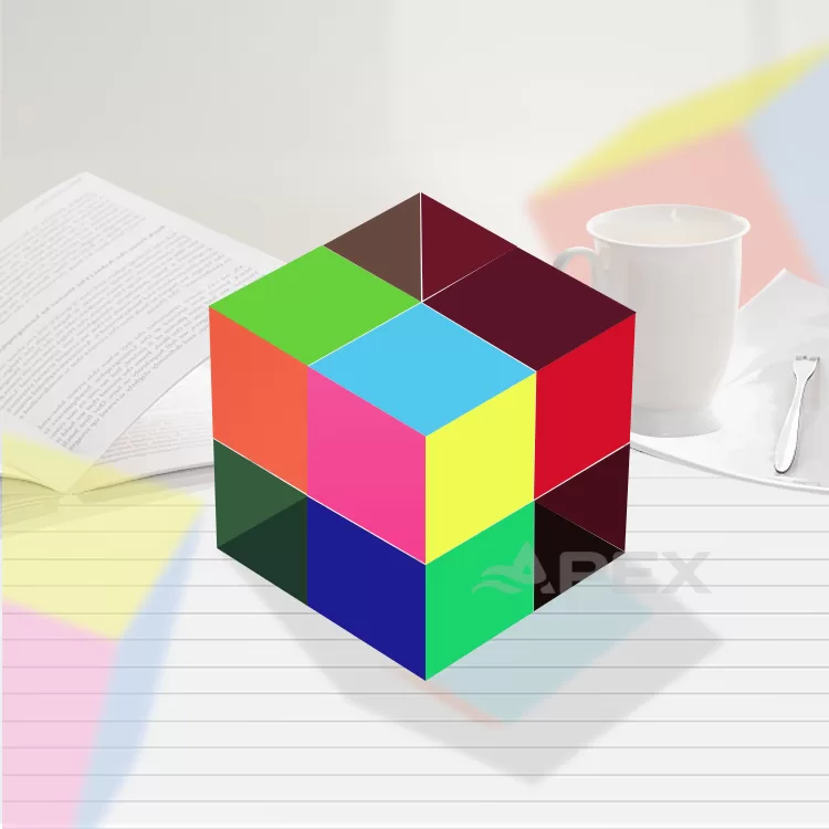 Transparent Cyan Magenta Yellow Multi Color Acrylic Cube