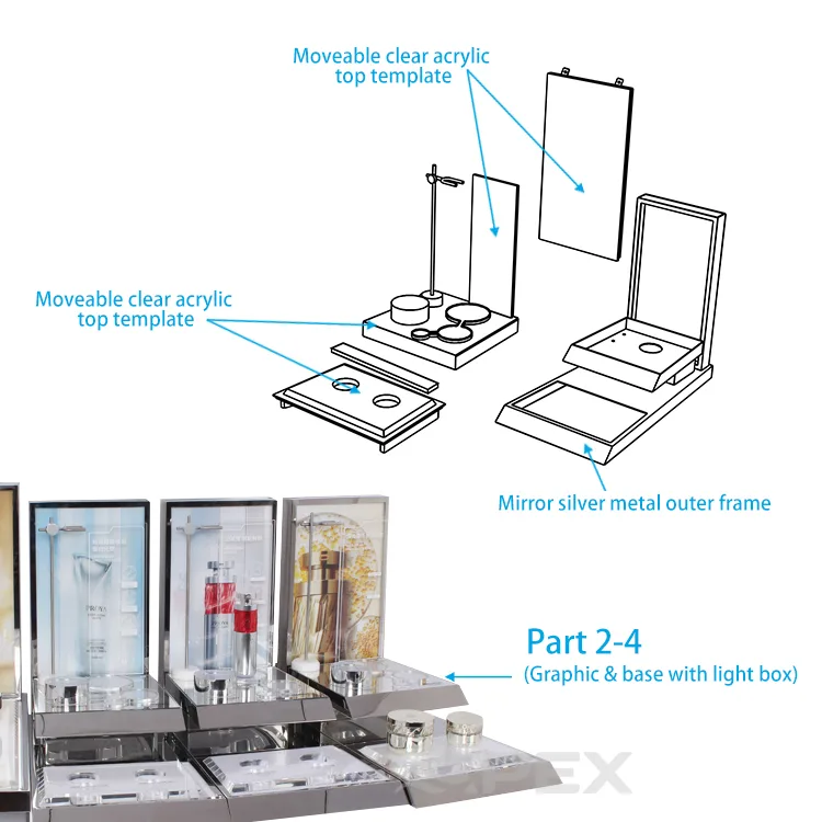 Led Lights Makeup Display Cosmetic Display Stand