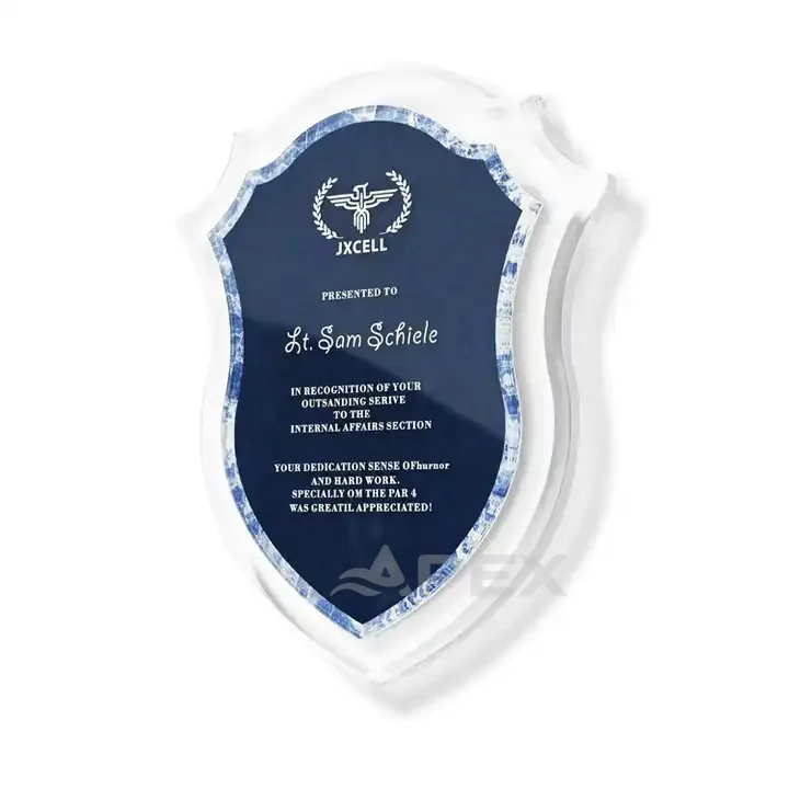 Shield Acrylic Trophy Awards Custom Wall Mounted