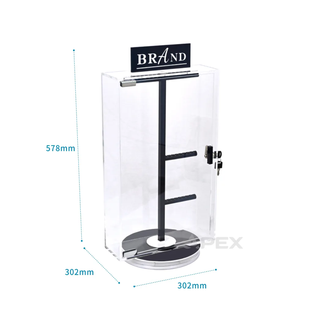Acrylic Rotating Locking Jewelry Display Stand