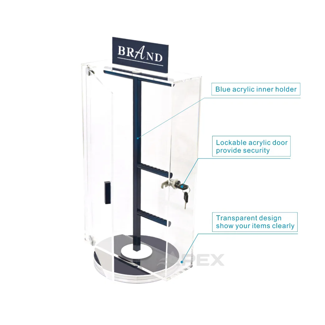 Acrylic Rotating Locking Jewelry Display Stand