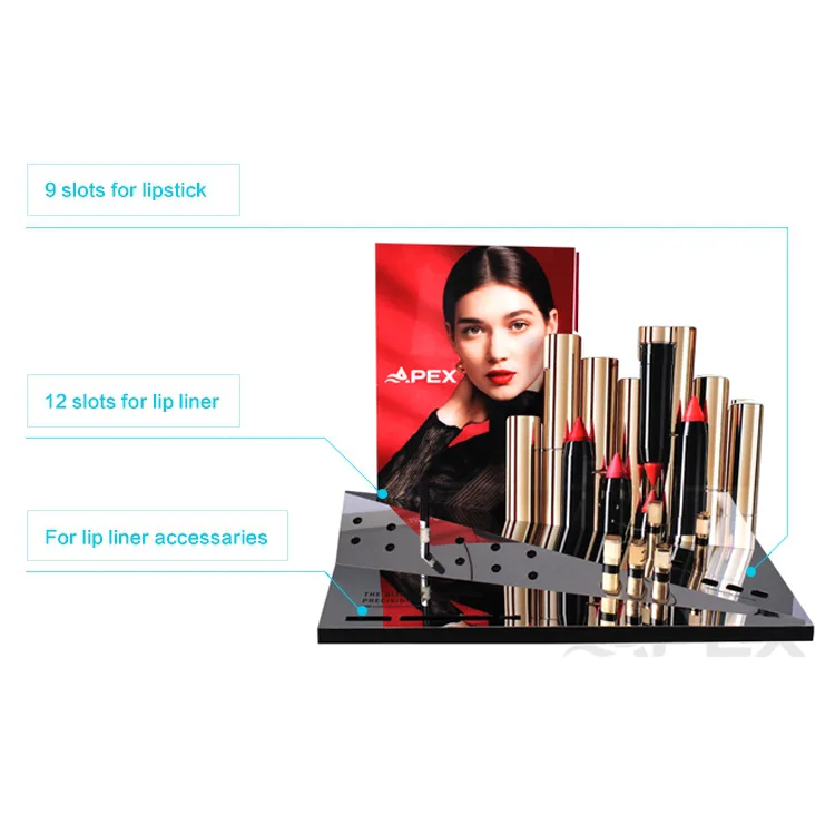 Custom Graphic 21 Slots Countertop Lipstick Display Stand