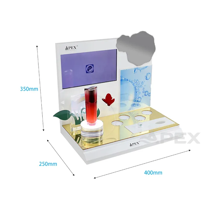 Countertop Acrylic Cosmetic Display Stand With Lcd Screen