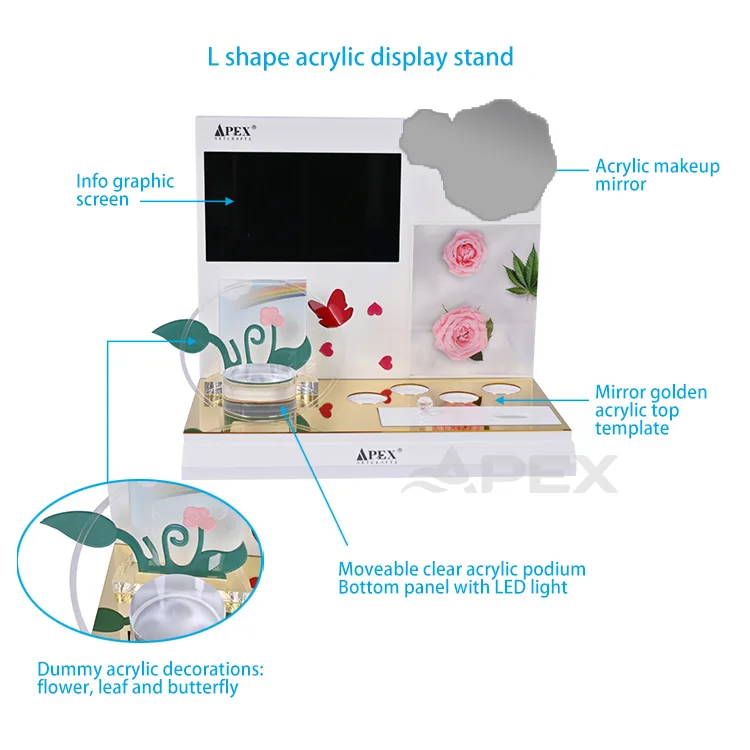 Countertop Acrylic Cosmetic Display Stand With Lcd Screen