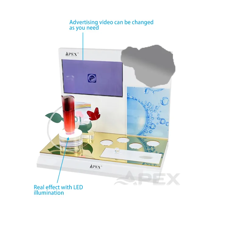 Countertop Acrylic Cosmetic Display Stand With Lcd Screen