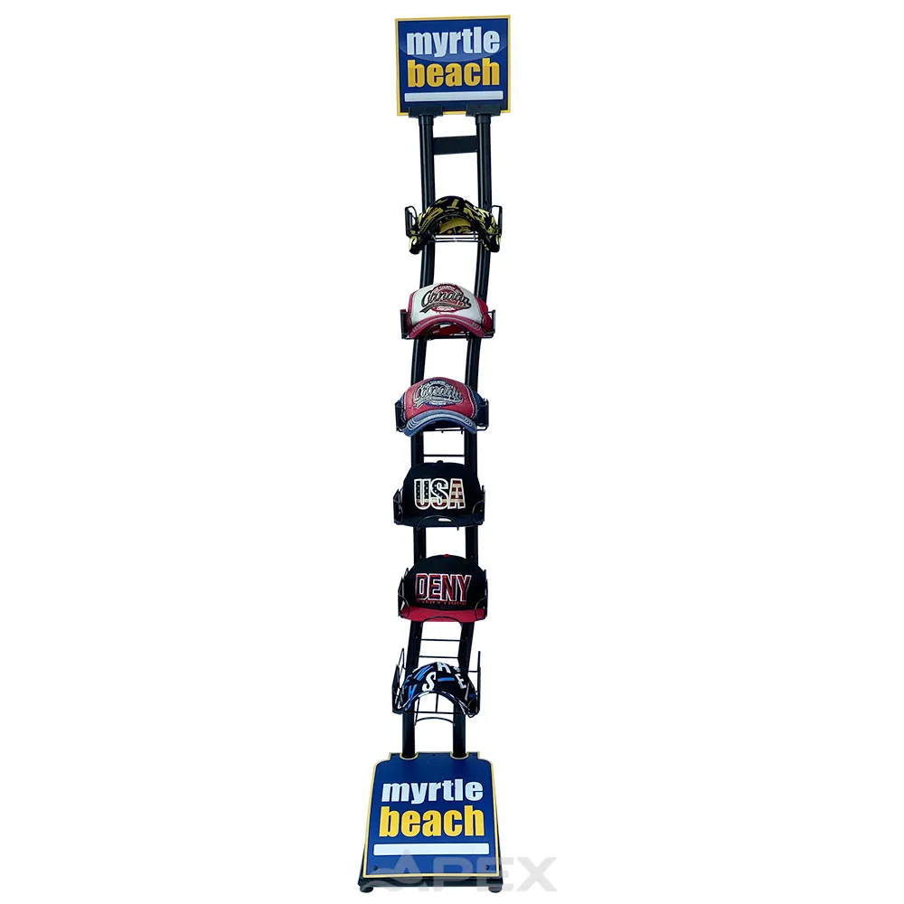Customized Hat Display Stand Retail Store Metal Cap Display Rack