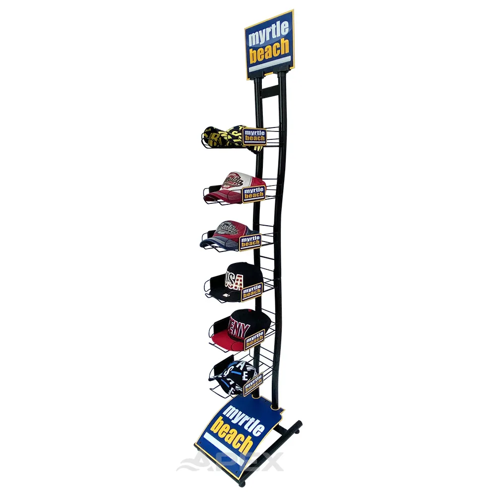 Customized Hat Display Stand Retail Store Metal Cap Display Rack