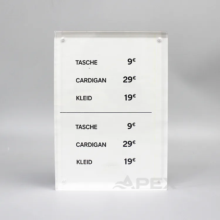 Custom Clear Acrylic Sign Holder Table Menu Display