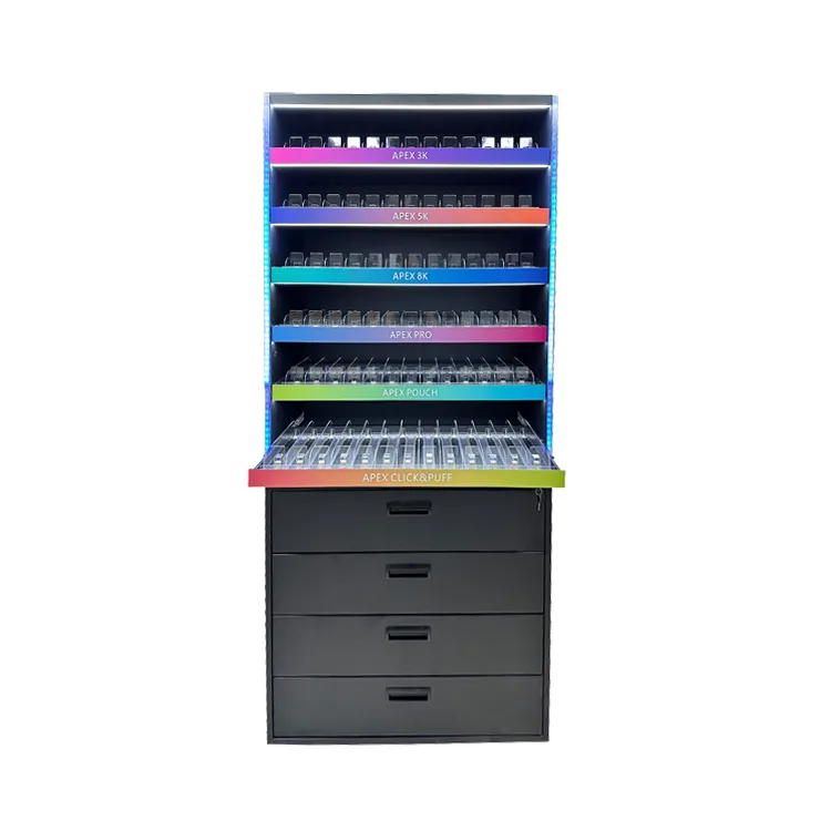 Custom Metal RGB Led Light Metal Floor Standing Display Cabinet