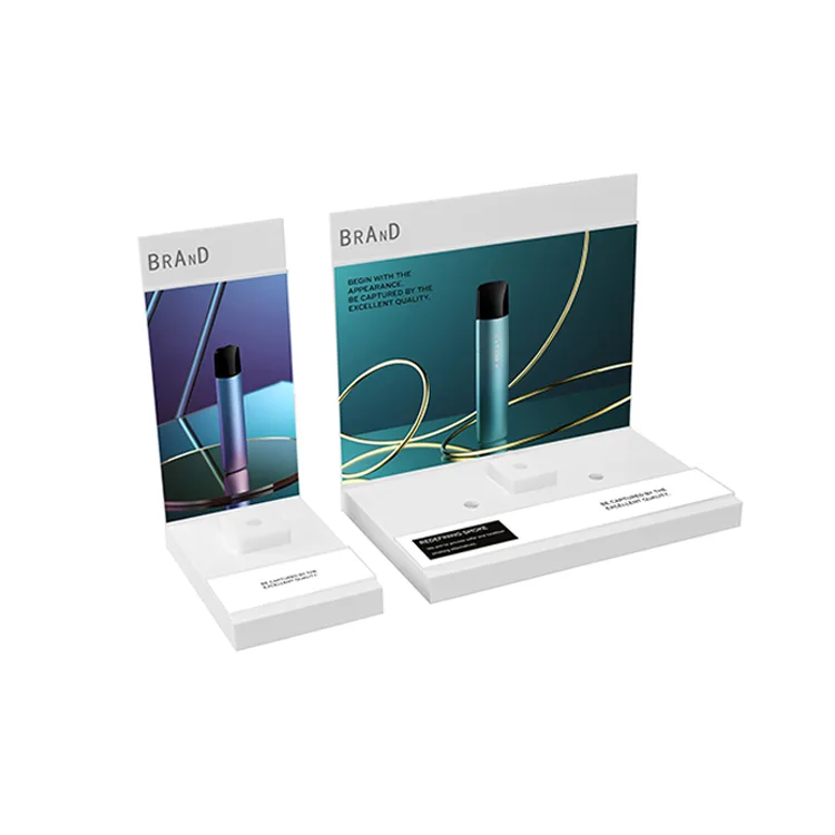 Acrylic Vape Display Stand L Shape White Countertop Sample Station