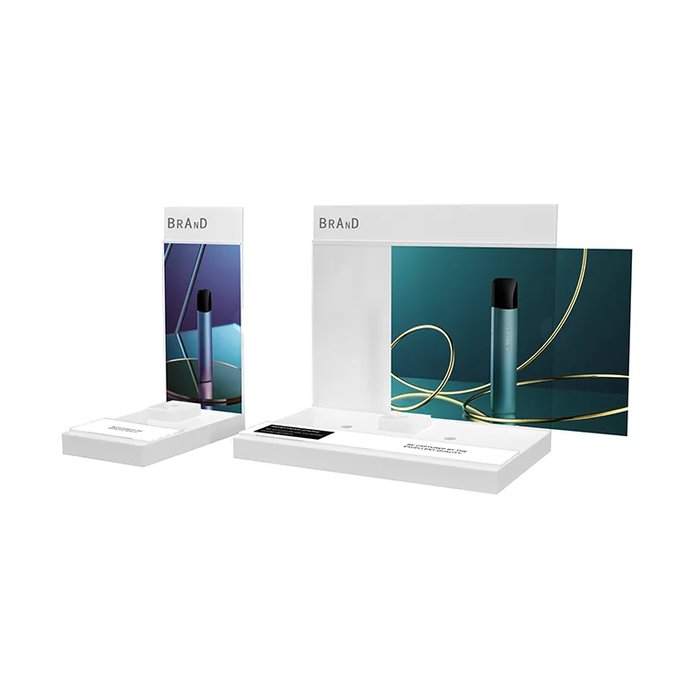 Acrylic Vape Display Stand L Shape White Countertop Sample Station