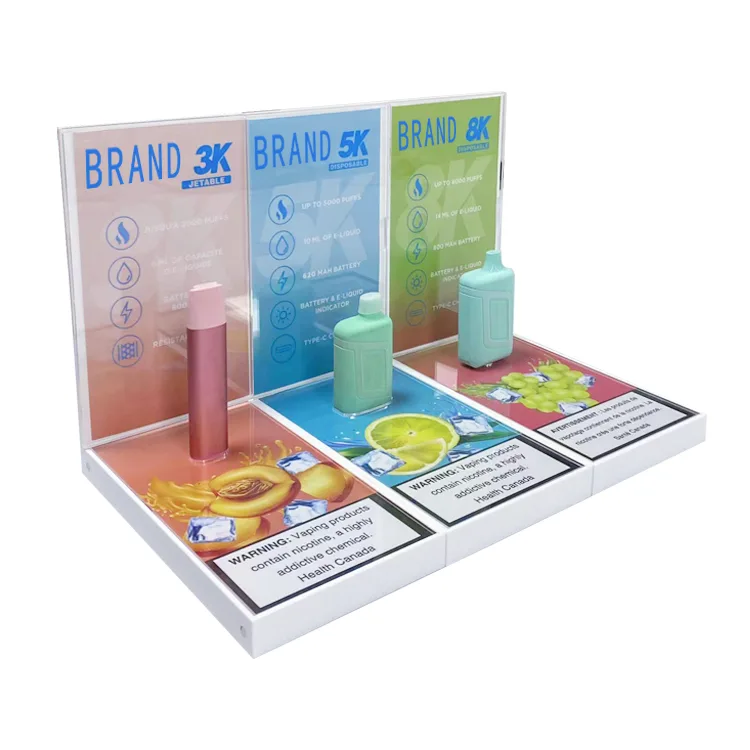 L shape Top Glorifier Acrylic Vape Display Stand Racks