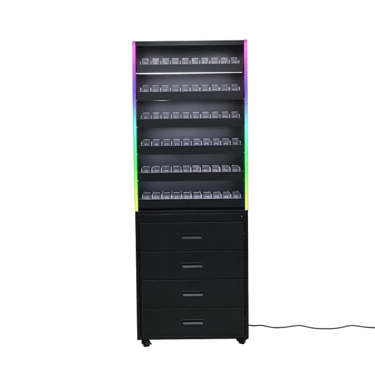 Supermarket Metal Tobacco Display Shelf with LED Light
