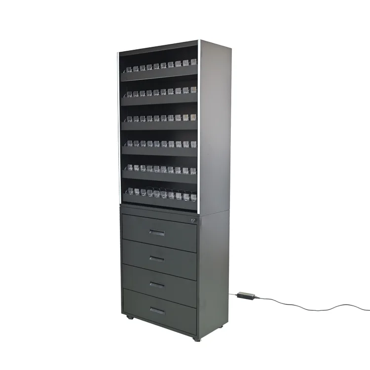 Supermarket Metal Tobacco Display Shelf with LED Light