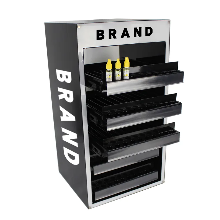 5 Tiers Matt Metal E-Cigarette Display Cabinet with Led Light