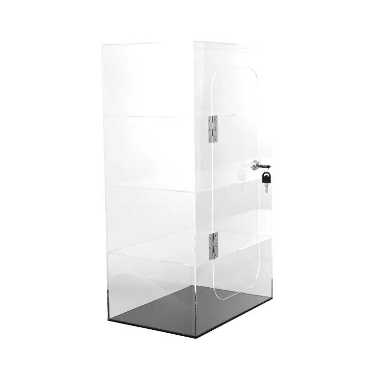 4 Tiers Clear Counter Top Display Rack Acrylic Stand with Lock Vape Display Case