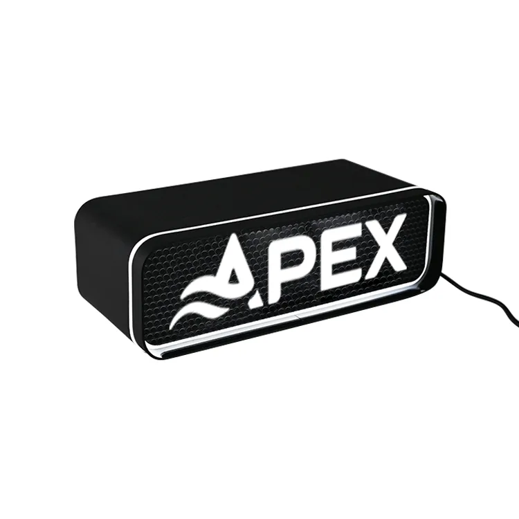 Benutzerdefinierter E-Zigaretten-Shop mit ausgehöhltem Logo, schwarze Lampenbox mit LED-Licht