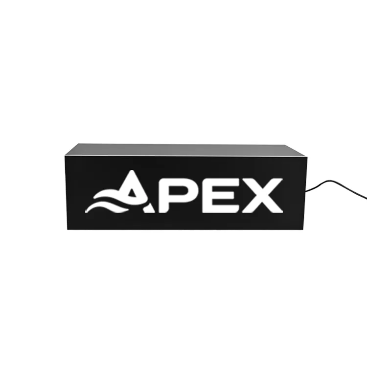 Benutzerdefinierter E-Zigaretten-Shop mit ausgehöhltem Logo, schwarze Lampenbox mit LED-Licht