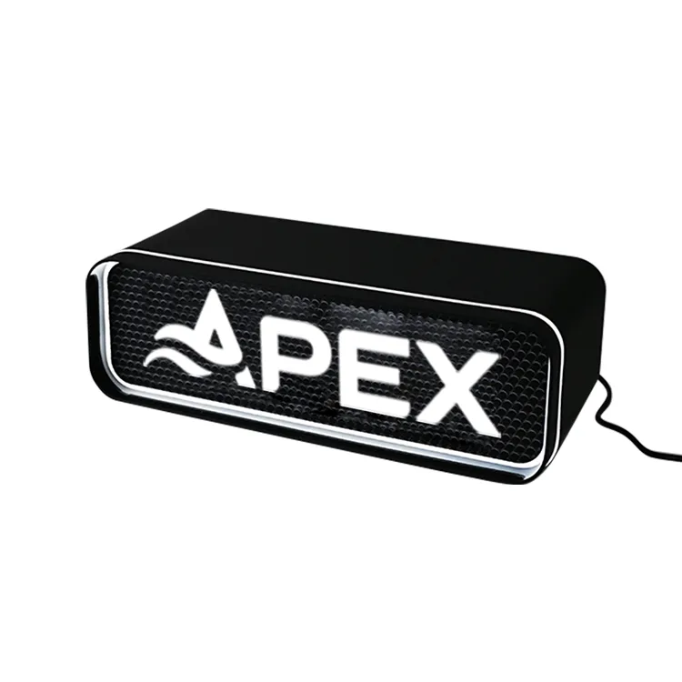 Custom E-cigarette Shop Hollowing Out Logo Black Lamp Box with Led Light