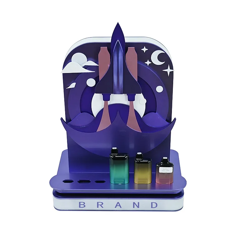 Star and Moon Background with Airplane Model Vape Sample Station Countertop Display Stand