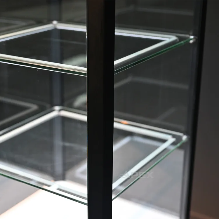 Led Floor Standing Jewelry Metal Display Stand with Lockable Storage Cabinet