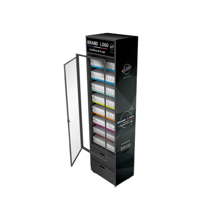 Mulit Layer Floor Standing Display Shelves with Lock for Tobacco