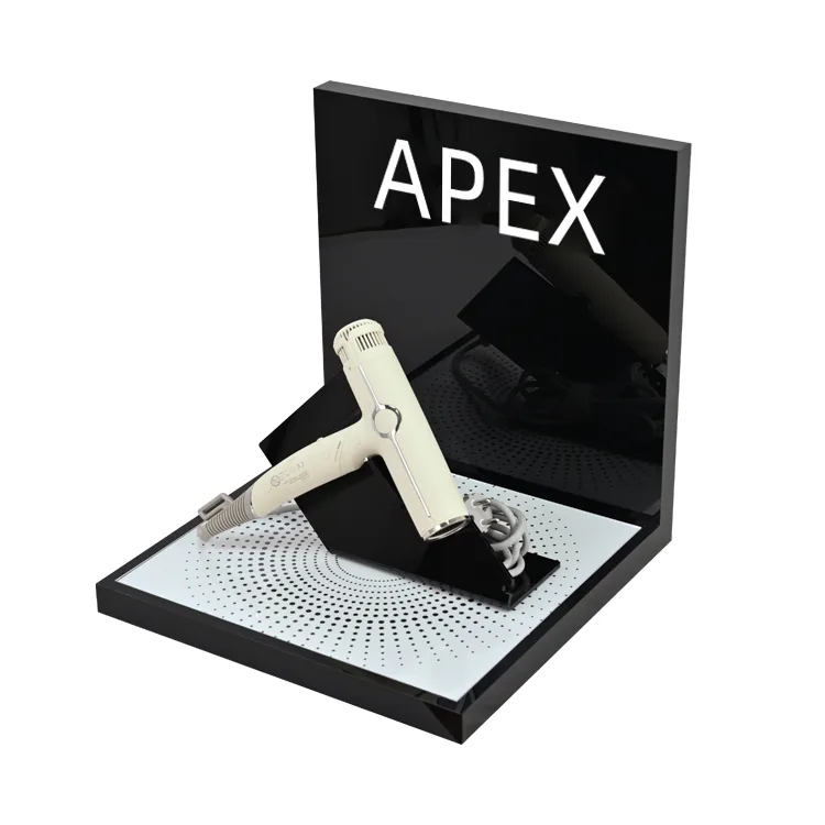 L Shape Hairdrier Sample Station Acrylic Countertop Display Stand