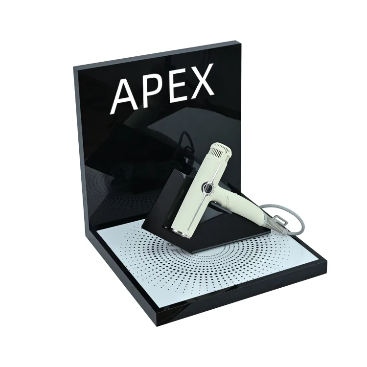 L Shape Hairdrier Sample Station Acrylic Countertop Display Stand