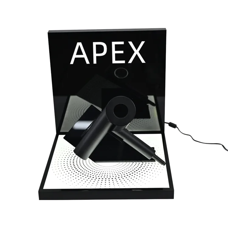 L Shape Hairdrier Sample Station Acrylic Countertop Display Stand
