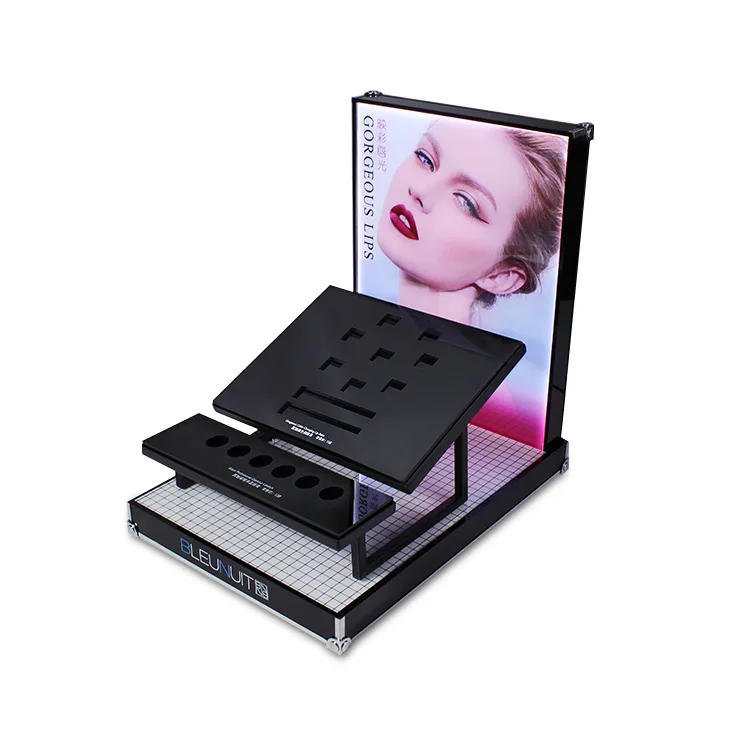 Detachable L Shape Countertop Lipstick Display Stand with Led Light