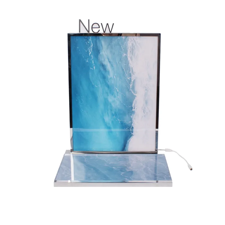Stainless Steel Frame L-shaped Acrylic Cosmetics Display Rack with Led