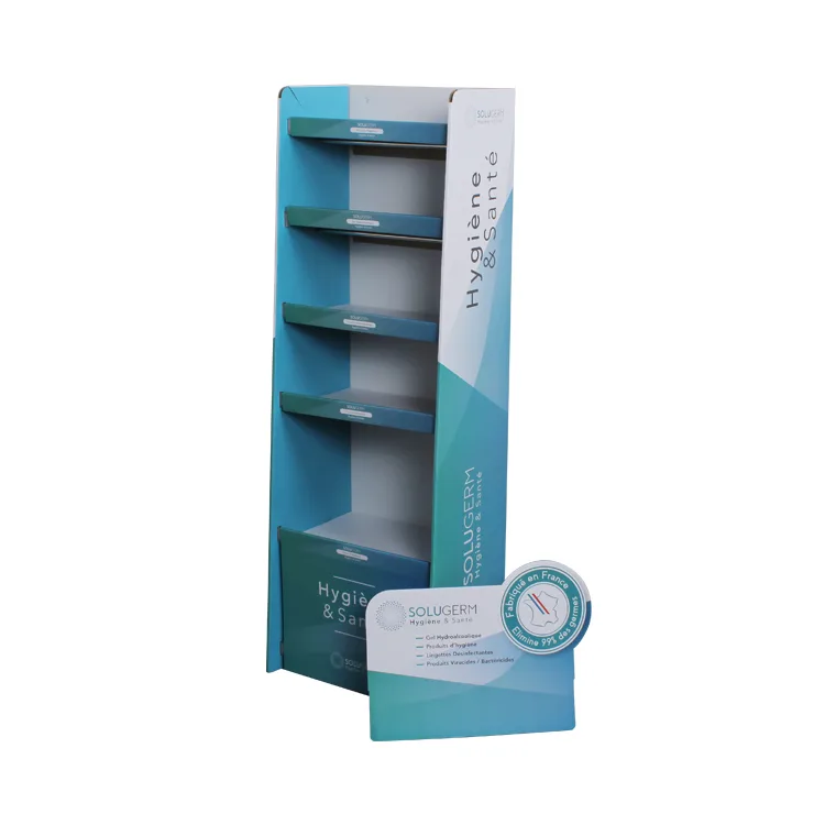 Custom 5 Layers Folded Cardboard Display Stand with Storage
