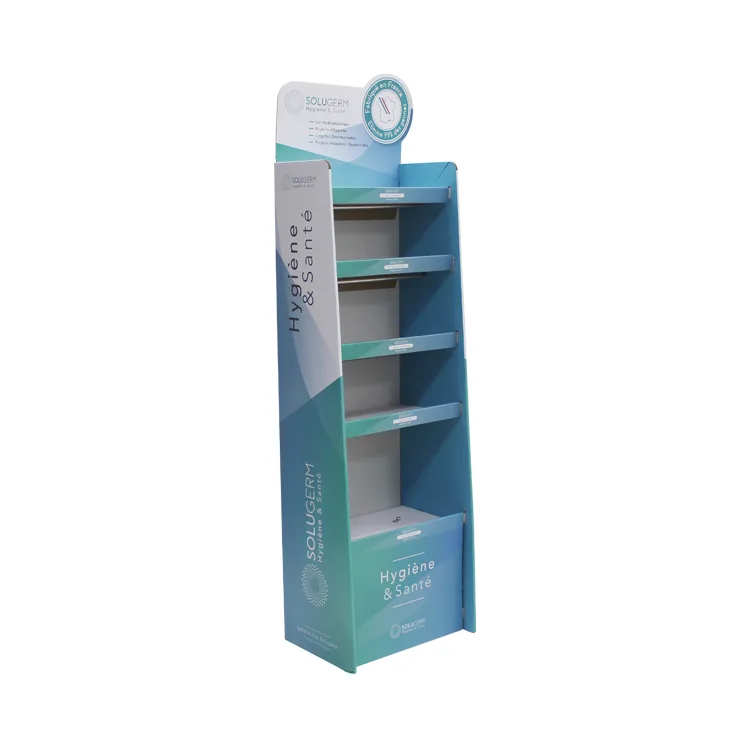 Custom 5 Layers Folded Cardboard Display Stand with Storage