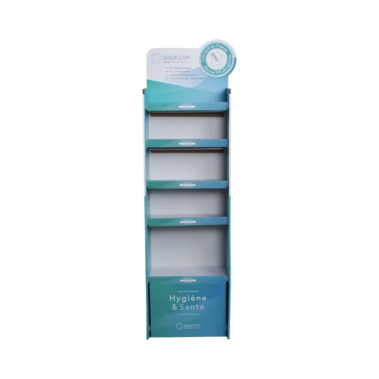 Custom 5 Layers Folded Cardboard Display Stand with Storage