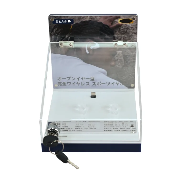 Acrylic Wireless Earphone Display Stand Earbuds Display Case with Lock